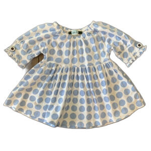 Matilda Jane White Top with Blue Polka Dots 12-18M